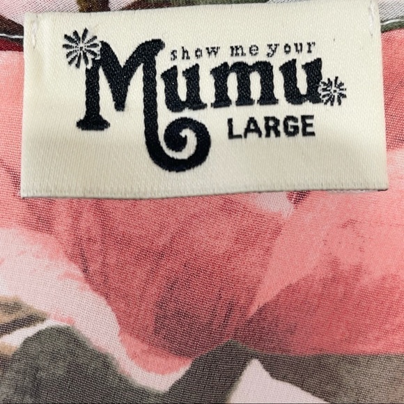 Show Me Your Mumu Roses Floral Pink Red White Dress Large Bell Sleeves Large - Picture 14 of 15